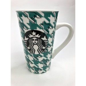 Starbucks Christmas Green Houndstooth Coffee Mug Cup 16 Oz 2017